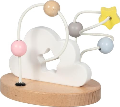 goki 59970 - Motorik-Schleife Sternwölkchen aus Holz & Metall, Fördert Feinmotorik und Hand-Auge-Koordination, Lernspielzeug, Pädagogisches Spielzeug für Kinder, 12x10x10cm, ab 1 Jahr