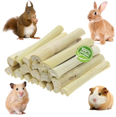 GREMBEB Rabbit Toys,400g (14.1oz) Bunny Chew Sweet Bamboo Sticks,100% Organic Natural Hamster Molar Treat,Guinea Pig Food Snack Stuff for Clean Teeth Pet Squirrel Rat Chinchilla Hedgehog Gerbil