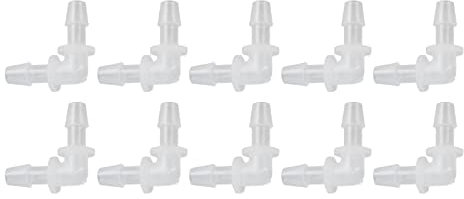 Eujgoov 10 Uds Junta de Manguera de Codo Conector de Manguera de Plástico de 90 Grados Accesorio en Forma de L Accesorios de Plástico de Igual Diámetro para Laboratorio (6.4MM)