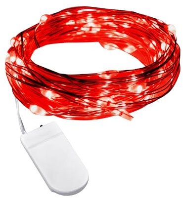 cshare LED Fairy Lights Battery Operated, 2M 20LED 1Pack Mini String Lights IP65 Waterproof Silver Wire Lights for Jars, Christmas, Halloween, Bottles, Bedroom in/Outdoor Decoration(Red)