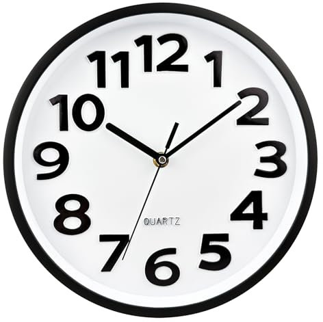 Plumeet Piccolo Orologio da Parete di 25cm, Orologi Quarzo Silenziosi Decorativi, in Stile Moderno Ottimi per la Casa, Funzionano con Batteria (Bianco)