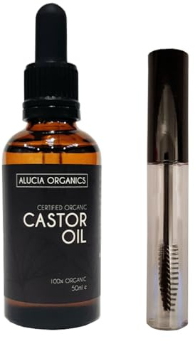 Olio di ricino biologico certificato ALUCIA ORGANICS - Olio di ricino puro al 100% per viso, sopracciglia, ciglia e capelli - Naturale, spremuto a freddo e non raffinato - Vegano e cruelty-free (50