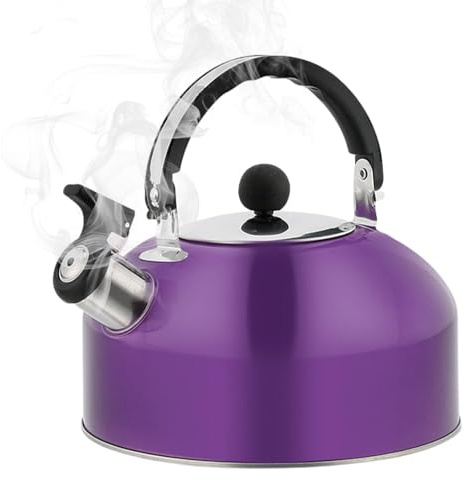 Théière sifflante en acier inoxydable de 1,8 l avec poignée ergonomique, bouilloire sifflante pour poêle à bois, théière sifflante pour poêle à bois, casserole légère, cuisinière, restaurant