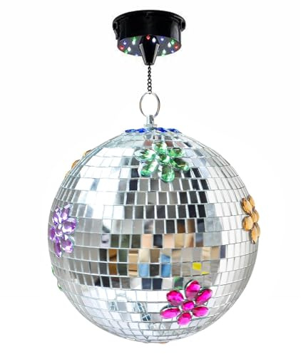 Qurygin Bola de discoteca grande, bola de espejos - Bola de discoteca Lareg de 8 pulgadas para accesorios al aire libre,Bola de espejo reflectante con anillo colgante, decoraciones de fiesta disco