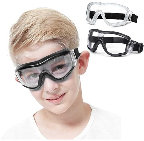 MOVNUOCA Skyddsglasögon barn för Nerf leker stöttåliga glasögon imfria justerbar rem passform för 5–12 år (vit *1P+ Black*1P)