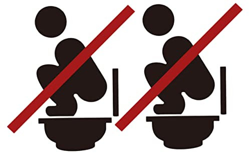 Cabilock 2fogli Adesivo Per Segnale Toilette Sticker Rimovibile Per Wc Design Divertente Per Bagno Per Non Usare Water Squatting