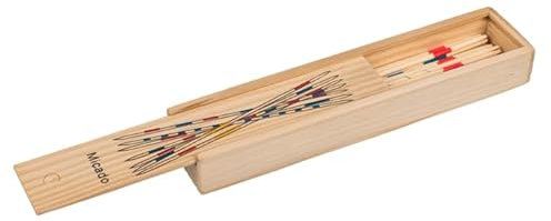 BLUECHOLON Mikado Geschicklichkeitsspiel, 41 Holzstäbchen, 19 cm, Holzbox