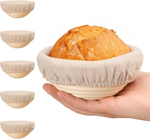 Lot de 6 paniers à pain ronds pour levain, banneton, bol de fermentation, bol à pâtisserie pour pâte levante, cadeaux pour l'artisanat
