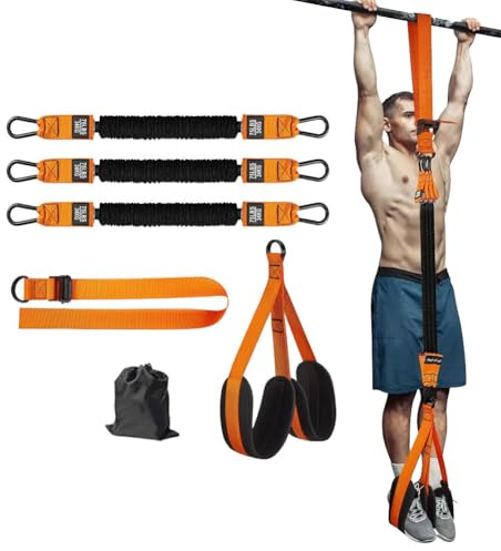Pull Up Assistance Bands,Heavy Duty Resistance Band Pull Up Assistance Bands,Strength Training Band for Home Gym Fitness,Workout Straps,Adjustable Weight/Size with Fabric Feet/Knee Rest (225 LBS ﻿)