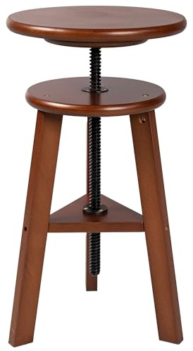 DJAR Zeichenhocker aus Buchenholz, Künstlerhocker mit verstellbarer Höhe, unterstützt bis zu 81,6 kg, für Künstler, Zuhause, Küche oder Büro, Walnuss