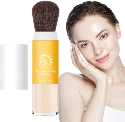 Minérale Poudre Matifiante Protection Solaire, Poudre Libre Matifiante Spf35, Pinceau Doux, Translucide, Légère, Effet Flou, Contrôle Du Sébum, Toutes Peaux, 8g