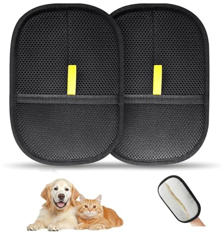 Elegance-go Manopla Quita Pelos Mascota,2 Piezas Guante Quitapelos Mascotas,Reusable Pet Hair Remover Glove,Guantes de Doble Cara para Mascotas Guante Gatos Pelos para Ropa,Sofás,Alfombras