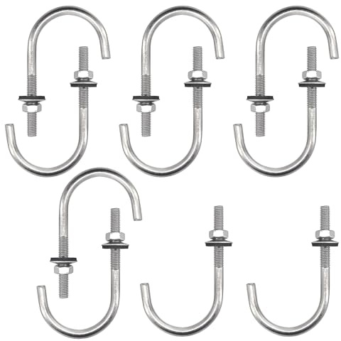 Gancio a vite M6 x 50 x 100 mm con dadi rondelle in acciaio inox 304 cemento J gancio bulloni di ancoraggio (10 pezzi)