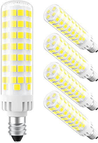 DUMILOO E11 Led Bulb Dimmable, JDE11 120V 100W Halogen Equivalent, T3 T4 Mini Candelabra Base, 6000K Daylight White 10W 1000lm JD E11 Bulb for Ceiling Fans, Chandeliers, Cabinet Lighting, Pack of 4