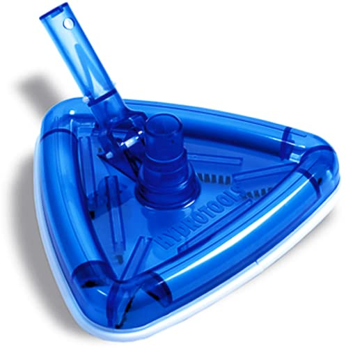 SWIMLINE HYDROTOOLS Manual Pool Vacuum Head Attachment For Inground & Above Ground Pools |Weighted Swimming Pool Vac Head Clear Triangle Shape W/ Bristles| Swivel Hose 1-1/4 or 1-1/2’’| 8145