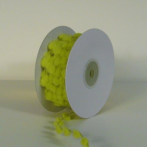 AK Trading CO. 25 Yards Fuzzy Pom Pom Wired Trim Ribbon Lace - Lime Green