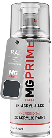 MG PRIME RAL 7016 Gris antracita/Anthracite grey satinado Bote de spray acrílico de 2 componentes aerosol 400 ml de secado rápido