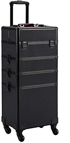 Yaheetech Alu Make-up Koffer Trolley 4-in-1 Kosmetikkoffer Beauty Case Transportkoffer 34 x 25,5 x 80,5 cm