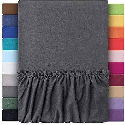 Premium Plus Topper Bezug Boxspring Spannbetttuch Jersey 180x200 cm - 200x220 cm 100% Baumwolle (Anthrazit/Grau)