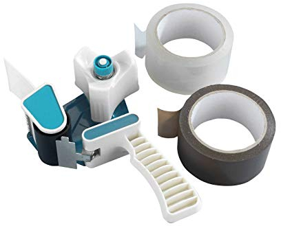 Abroller Inkl. 2 Rollen Klebeband Handabroller Profi Klebebandabroller Paketbandabroller für Paketbänder