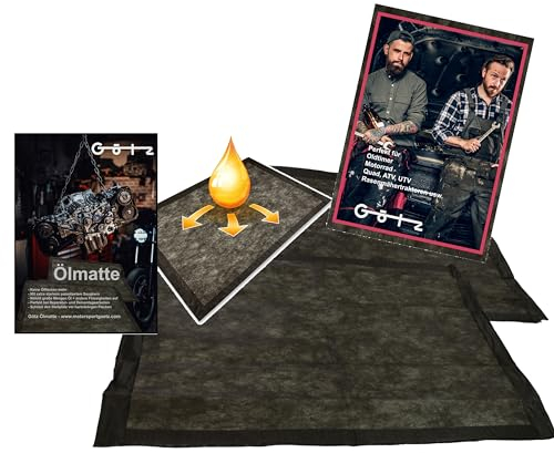Götz Ölauffangmatte [2er-Set, je 60x90 cm] - extra saugstarke Ölmatte für Motorrad, Werkstatt oder Garage mit patentiertem SuperCore Saugkern - ideal als Garagenboden- & Werkstattmatte