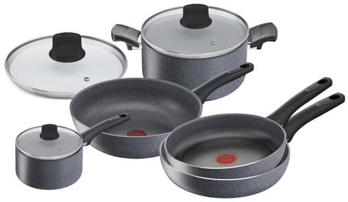 Lagostina Cucina Green Set di Pentole Antiaderenti, 8 Pezzi, 2 Padelle 24, 28 cm, Casseruola Manico Lungo 18cm, Casseruola Fonda 24cm, Wok 28cm, 3 Coperchi 18, 24, 28 cm, Anche Induzione