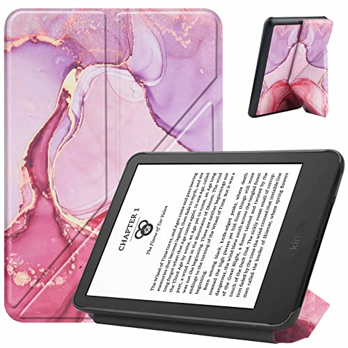 VOVIPO Fodral för 6 tum Amazon helt ny Kindle (11:e generationen – 2022-utgåva), smal passform stativskydd med automatisk vila/vakna för Kindle 2022 6 tum (passar inte Kindle Paperwhite och Kindle 2019) – marmorrosa
