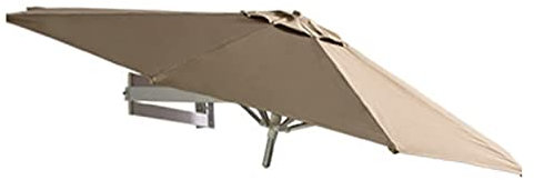 LBONG Wandschirm,Alu Sonnenschirm Balkon Ampelschirm mit Metallmast Balkonschirm mit Wand Halterung ohne Schirmständer (2.5m(8.2ft),Khaki)