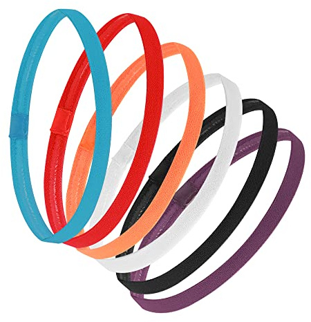 6 Piezas Diademas Elásticas Antideslizantes,Diadema Deportiva,Mini Banda para El Sudor,para Correr, Fútbol, Yoga y Fitness(6 Colores)