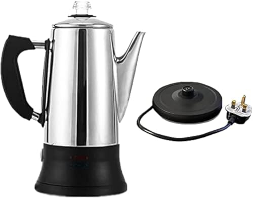 KFO 12 Tasses (1,2L) -Percolateur Électrique Certifié CE avec Base Rotative 360° et Design Anti-Dérapant | Couvercle en Verre Résistant à la Chaleur & Verseuse sans Fil pour Maison/Bureau