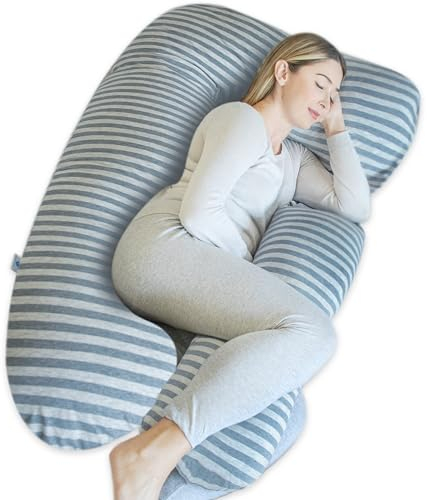 PharMeDoc Schwangerschaftskissen - Seitenschläferkissen, U Form Pregnancy Pillow und Stillkissen - Unterstützung für Rücken, Hüften, Beine, Bauch für Schwangere Frauen, Seitenschläferkissen mit Bezug