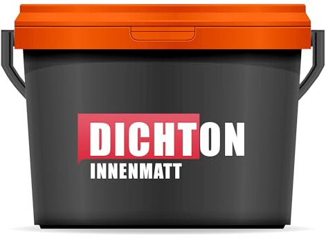 DICHTON matta inre väggfärg 5 l i RAL 7037 dammgrå – vägg och takfärg, invändig dispersion, väggfärg, nötningsbeständig, droppfri och stänkfri, hög täckförmåga, ekologisk, lösningsmedelsfri –