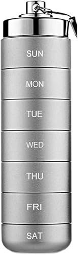 Organizzatore settimanale di pillole, Mini portapillole settimanale, portapillole tascabile, portapillole, portachiavi, portapillole 7 giorni, portapillole in lega di alluminio, portatile impermeabile