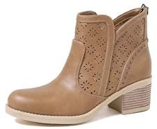 QUEEN HELENA Stivaletti Traforati con Tacco Stivali Bassi con Zip Casual Donna X30-106 (Cuoio, Sistema Taglie Calzature EU, Adulto, Donna, Numero, Media, 40)