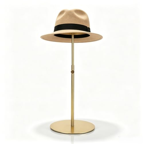 Cyrank Soporte Para Exhibición De Sombreros, Soporte Para Sombreros, Soporte Para Cabeza De Pelucas, Estante Para Sombreros De Acero Inoxidable, Soporte Portátil Para Exhibición De Sombreros(Dorado)