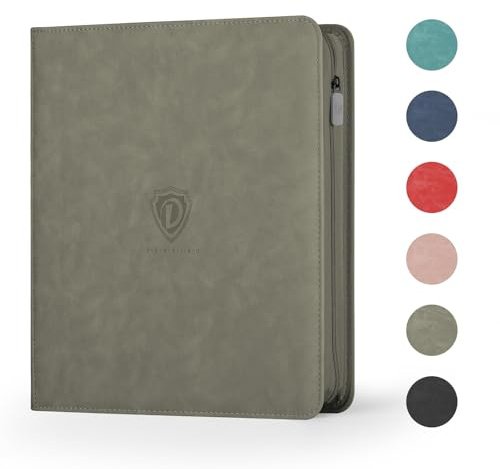Deoyibu Classeur pour cartes à collectionner avec fermeture éclair, 12 poches, classeur de 720 pochettes double face, album de cartes pour MTG, TCG, cartes de sport, cartes de jeu, gris
