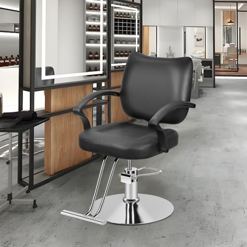 Wilitto Chaise de barbier hydraulique - Robuste jusqu'à 150 kg pour salon de coiffure, coiffeur, clients - Chaise de beauté pour coiffeurs et salons de coiffure (B)