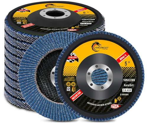 Flintronic Lamellischia, 10-pack Lamellischia 125MM Abrasiv Slipskiva, Korn, Professionell Kvalitet Korn 40, Lamellischia för Slipmaskin