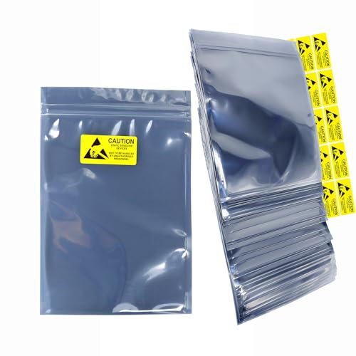 50Pcs 8.27 * 9.45in ESD Bags,Resealable Antistatic Bags for SSD HDD with 50pcs Labels,Anti Static Bag for Hand Drive or Varieties of Electronic Device (50Pcs 8.27 * 9.45 in)