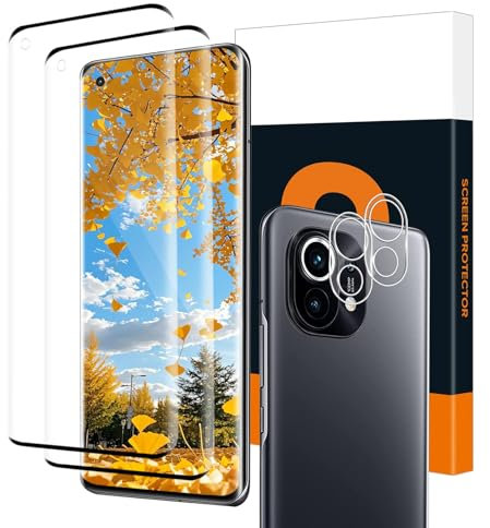 Carantee 2+2 Stück Schutzfolie für Panzerglas für Xiaomi Mi 11 5G, 3D Keine Blasen Xiaomi Mi 11 Folie mit Kameraschutz, Anti-Fingerprint Kratzfest HD Displayschutzfolie für Xiaomi Mi 11 Schutzglas