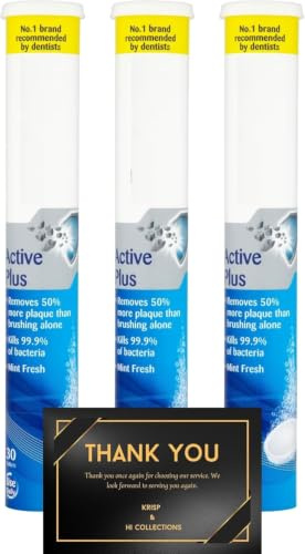 Active Plus Denture Cleaning Tablets – Mint Fresh – 30 Tablets x 3 Pack – Removes Stains & Plaque, Provides Long-Lasting Freshness, Suitable for Full & Partial Dentures