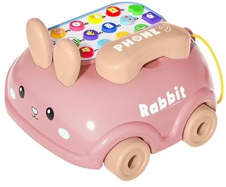 Teléfono De Juguete Musical para Niños, Tat Play Telephy | El Teléfono De Charla con Ruedas | Juguetes Educativos, Estilo De Conejito, Juego De Juego A Pie, Diversión para Contar Historias Par