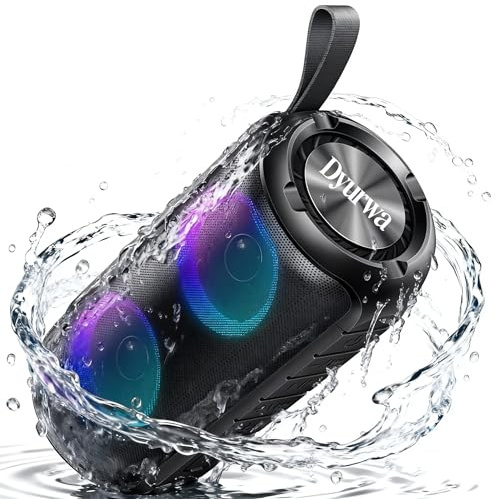 Bluetooth Speaker, Bluetooth 5.3 Portable Music Box, Bass Drivers, LED Breath Light, Hands-Free Function for Phone, Dustproof and IPX6 Waterproof, 12h Battery, Suitable for Outdoor/Party/Travel