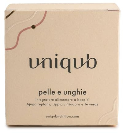 Integratore Pelle Unghie Fragili e Sfaldate con Ajuga reptans, Lippia citriodora e Tè verde 60 Capsule Vegetali 100% Naturale Made in Italy Uniqub