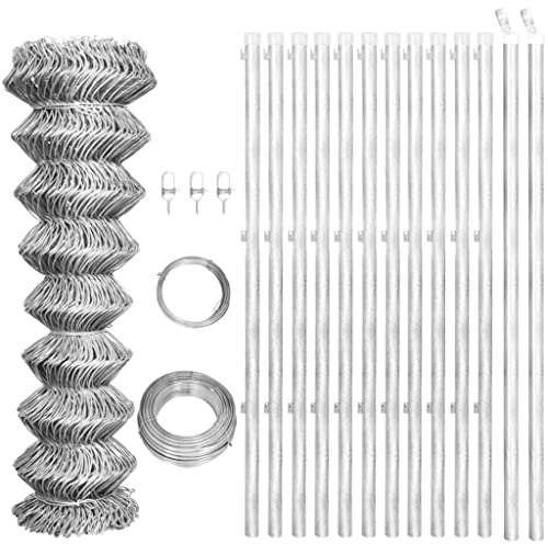 Xhnifbn Recinzione in rete metallica, 25 x 0,8 m, in acciaio zincato, 2 mm, resistente alle intemperie, set di recinzioni da giardino con pali e accessori per giardino, cortile, balcone, recinzione