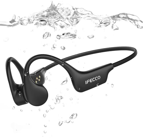 IFECCO Casque Conduction Osseuse Natation Bluetooth 6.0 (Noir)