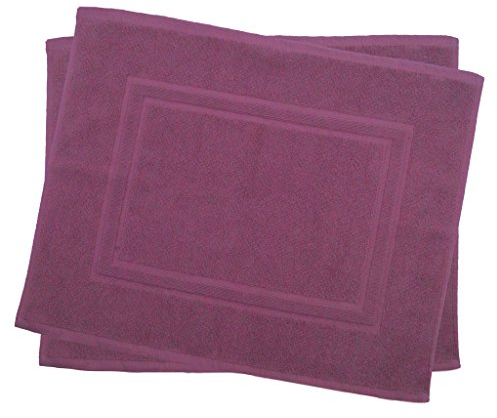 Julie Julsen 2er Pack 50 x 40 cm Badvorleger in Premium Qualität 900 gm2 in aktuellen Farben und 4 Größen aus Baumwolle Badematte Badteppich Duschvorleger Design Doppel Rahmen Lila
