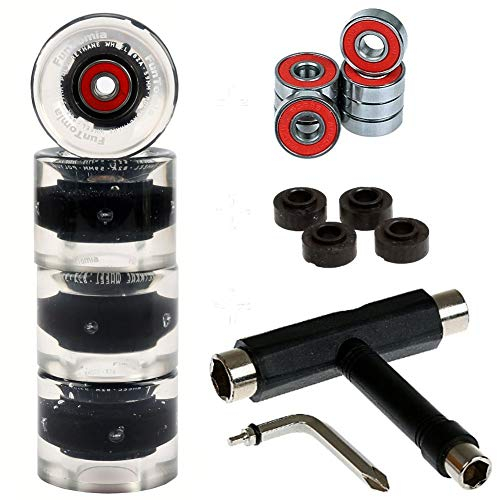FunTomia 4X Miniboard/Skateboard Rollen 59x45mm inkl. T-Tool und ABEC-9 Kugellager Härtegrad 82A