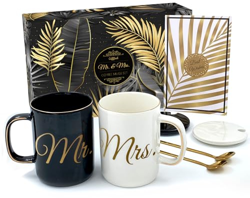 Triple Gifffted Mr E Mrs Tazze Colazione per Coppie, Idee Regali Matrimonio Per La Coppia Di Sposi, Fidanzamento, Anniversario, Lui Lei, Uomo Donna, Marito Moglie, Nozze, Natale, Ceramica Mug, 380 ML