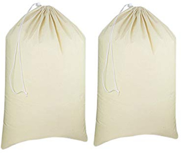 Urban Villa Laundry Bags 2-Pack 28”x36 Extra-Large Cotton Canvas Heavy Duty Washable Durable Travel Laundry Sacks with Drawstring Closure Reusable Hamper Liners for Dirty Clothes Delicates & Lingerie